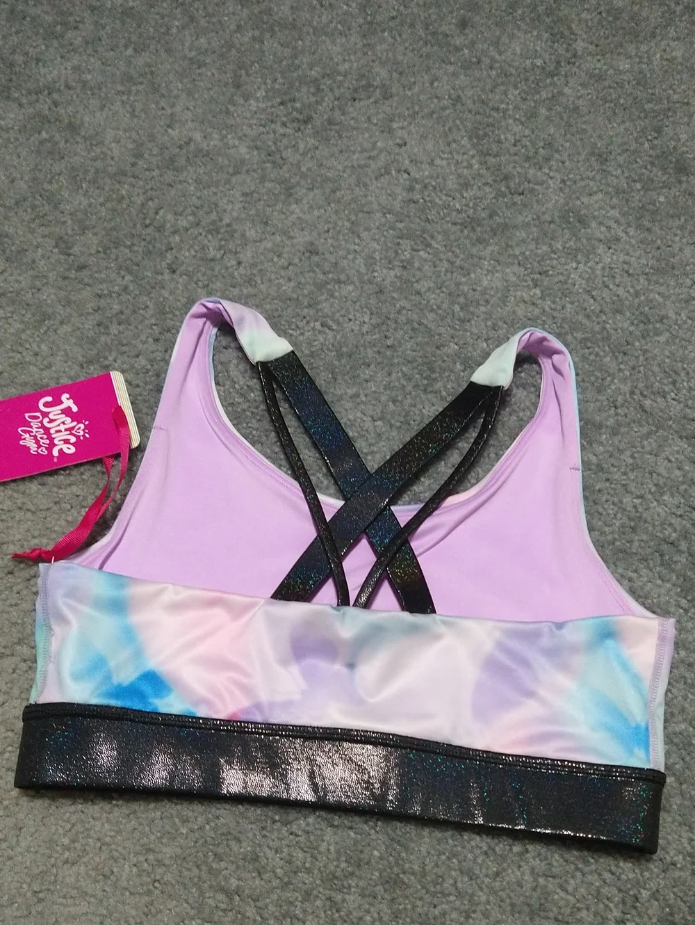 Justice Butterfly Cloud Dye Sports Bra - Brand New